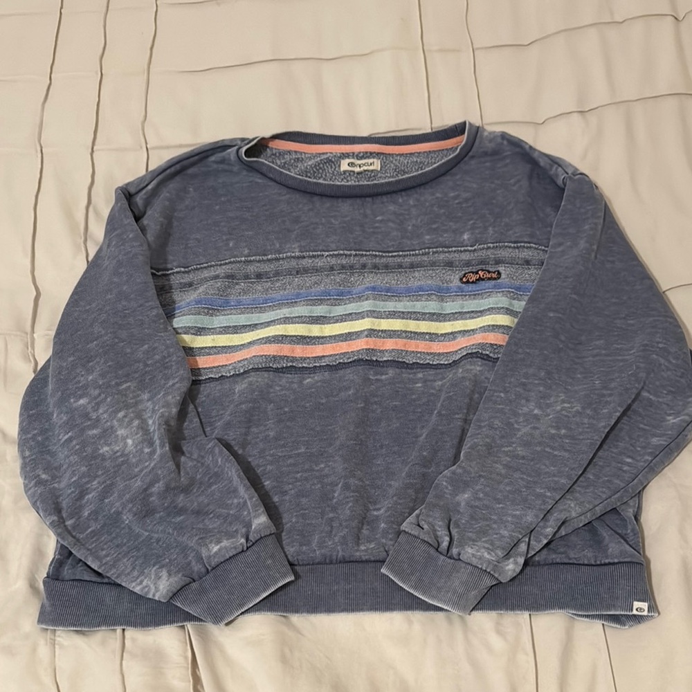 Vintage Blue Rip Curl Crewneck Sweatshirt with Stripes
